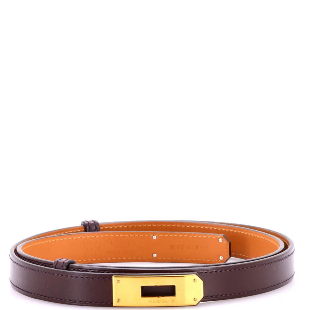 Pre-Owned Kelly 18 Duo Belt Leather Thin, Burgundy