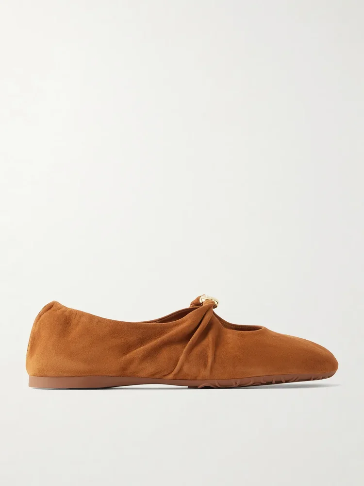 Pebble embellished suede flats