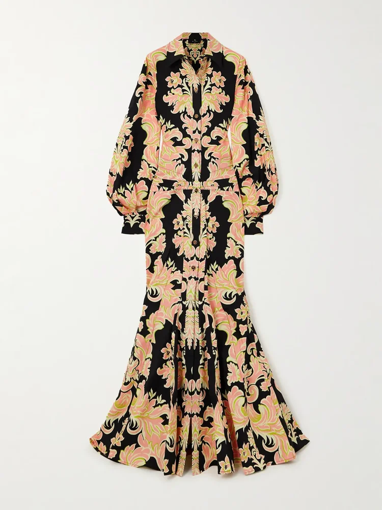 Printed stretch-cotton poplin maxi dress