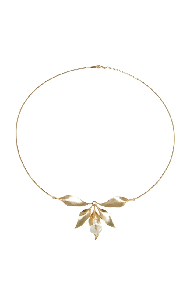 Mother of Pearl Cala Lily Cluster Necklace