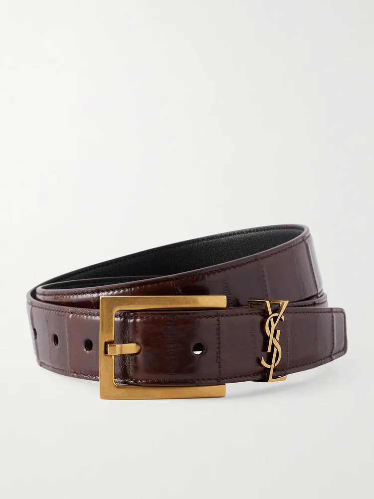 cassandre croc effect leather belt