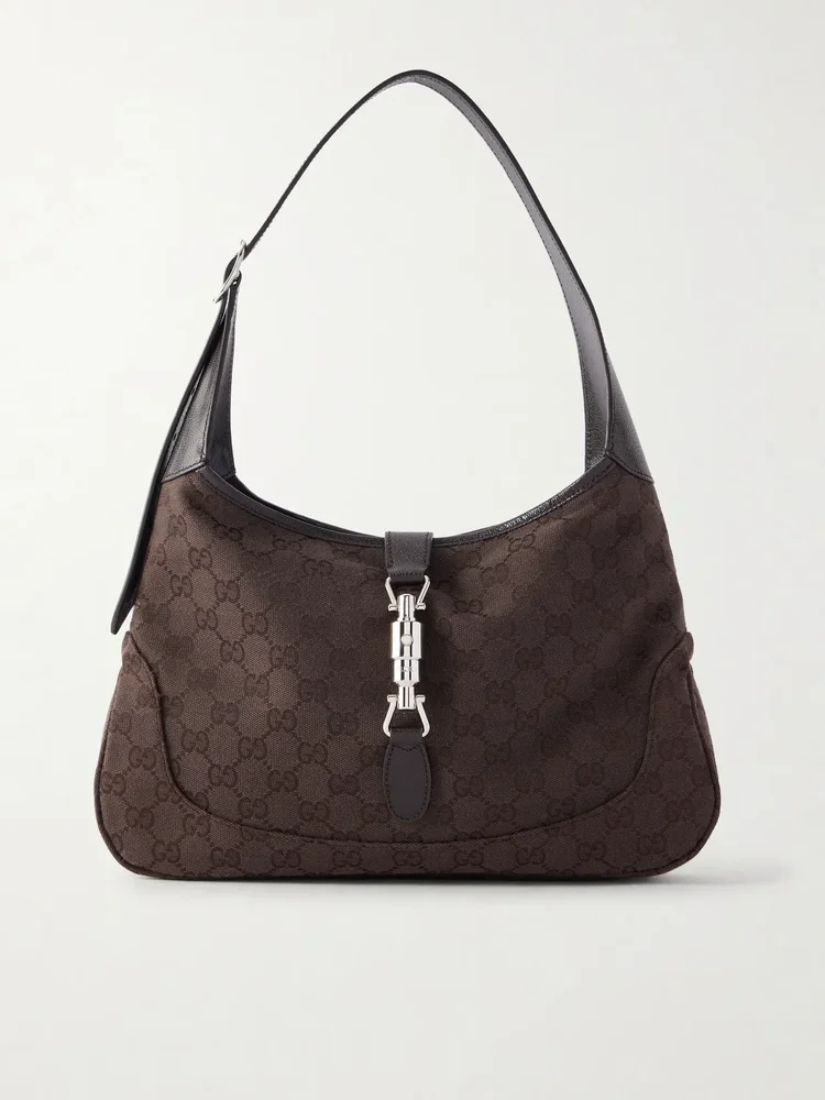 Gucci Jackie 1961 leather-trimmed canvas-jacquard shoulder bag
