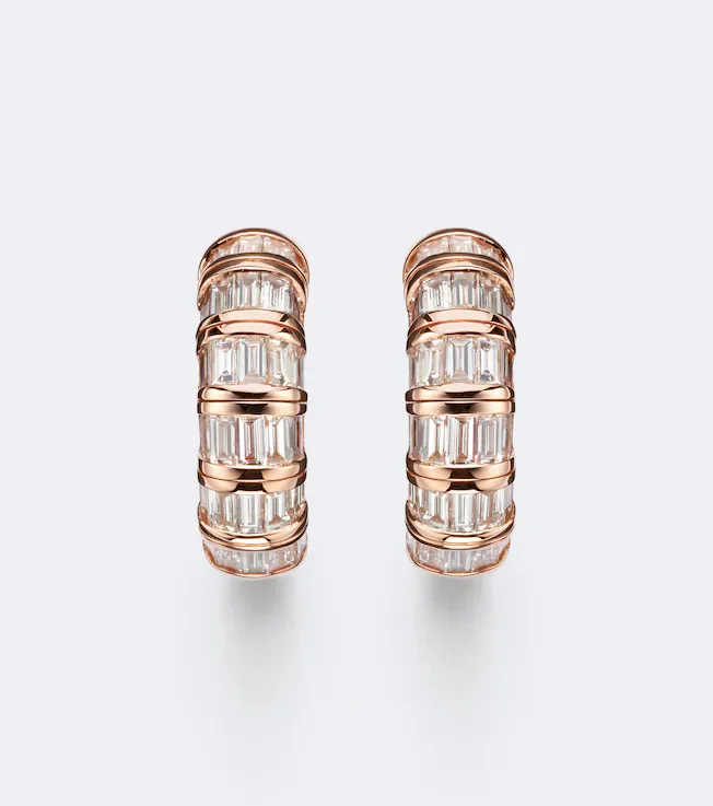 18kt rose gold huggie earrings with diamonds