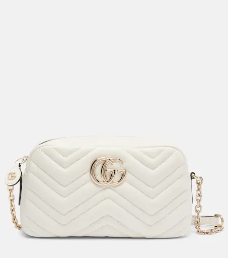 GG Marmont Small leather crossbody bag (white)