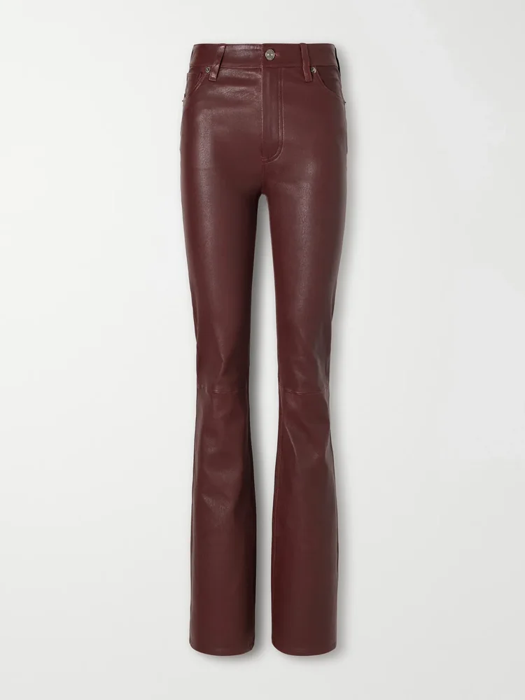 The Leather Reboot paneled high-rise flared pants