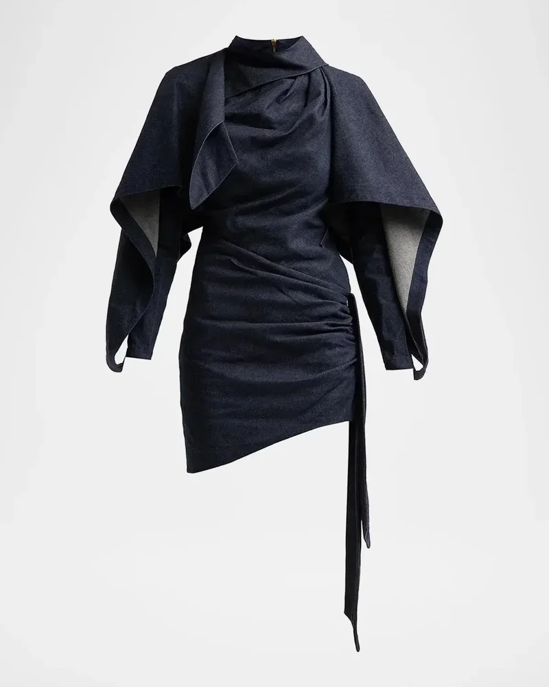Valiant Draped Denim Mini Dress