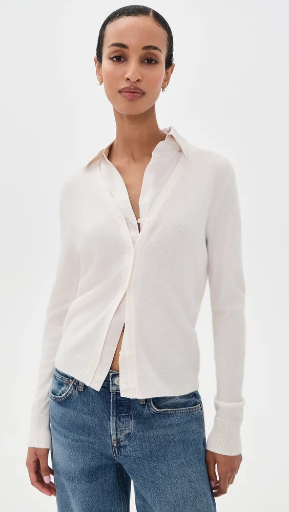 Mixed Media Cashmere Cardigan