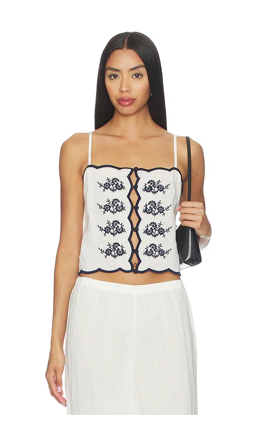 Nazare Embroidered Linen Camisole CAMI NYC