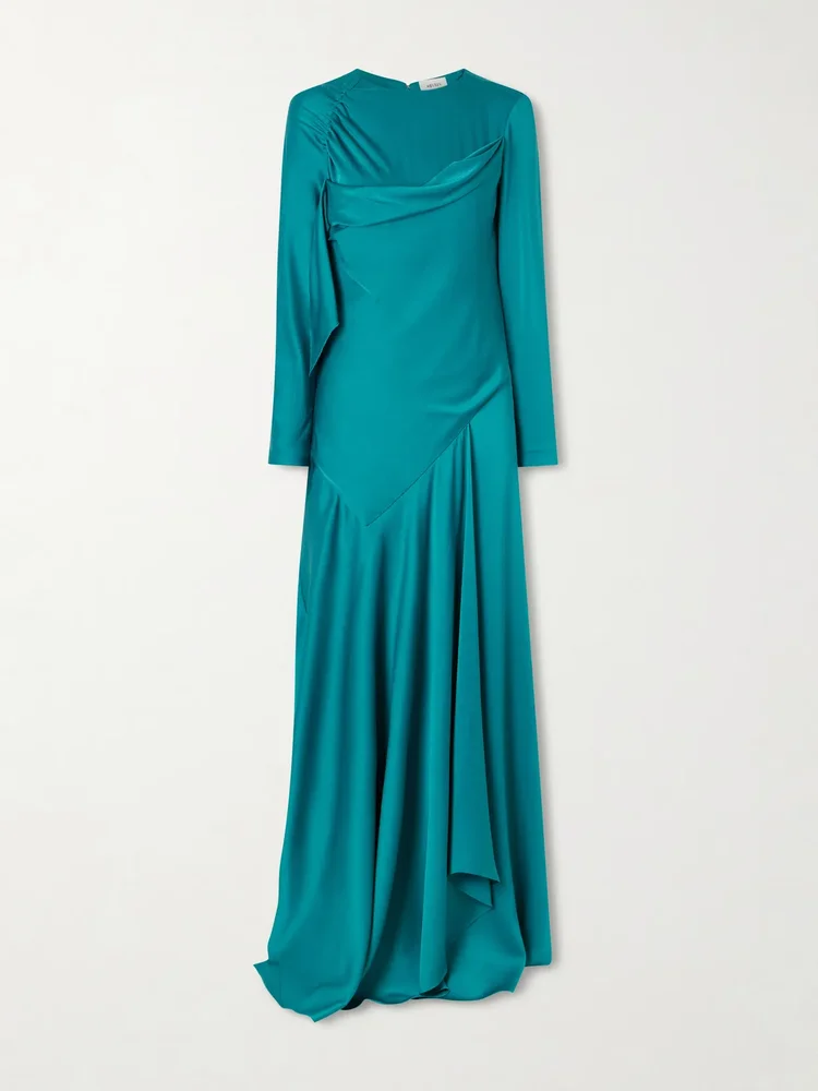 Draped satin gown
