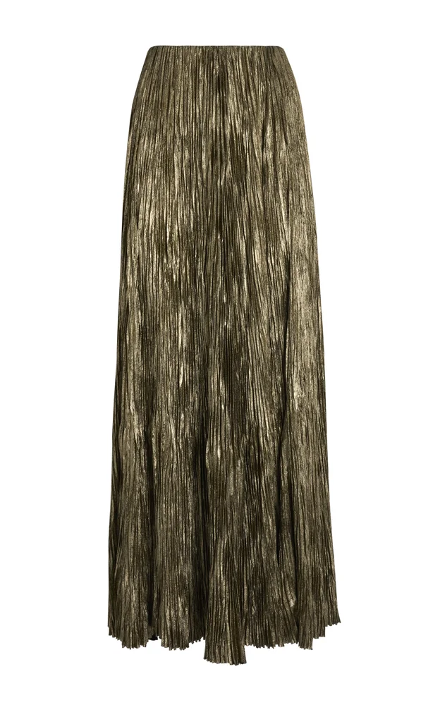 Luciana Foiled Satin Maxi Skirt