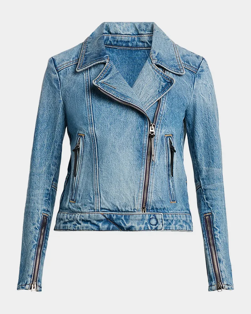 Stonewashed Denim Moto Jacket