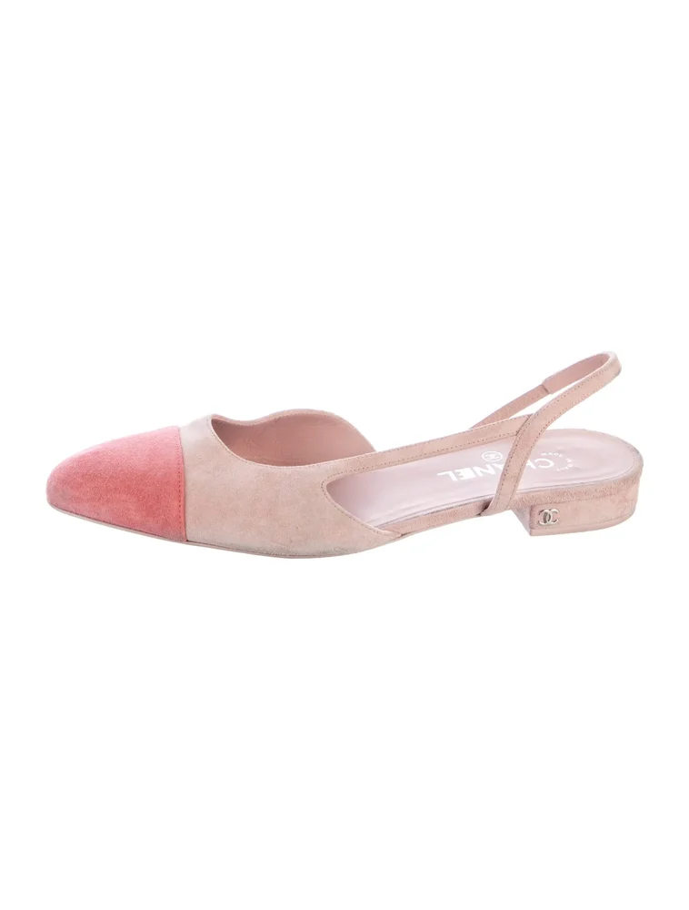 Pre-Owned Interlocking CC Logo Suede Slingback Flats