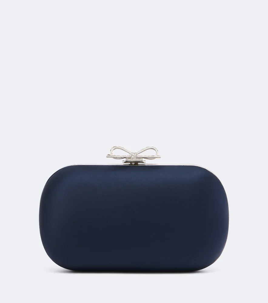 Crystal-embellished Satin Clutch
