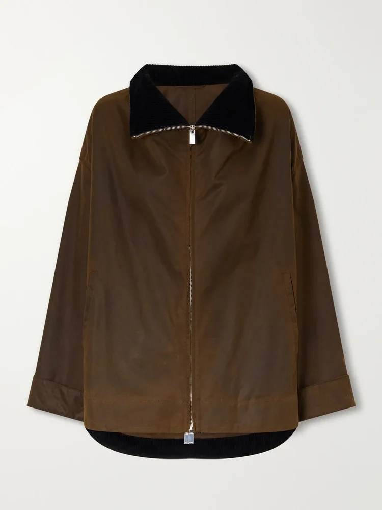 Corduroy-trimmed cotton-gabardine jacket