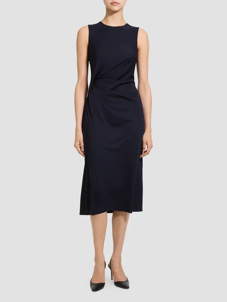 Draped Tuck Sweater Midi Dress