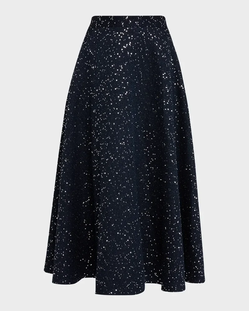 Sequin Tweed A-Line Midi Skirt