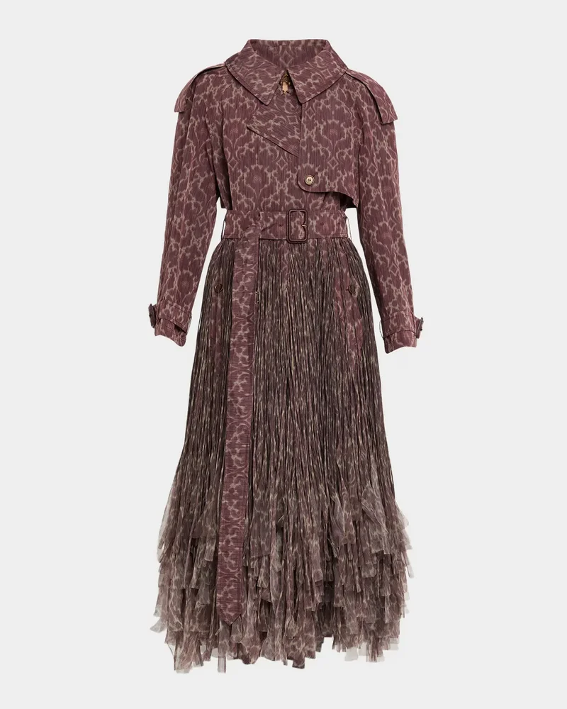Fitzrovia Baroque Fringe Long Trench Coat