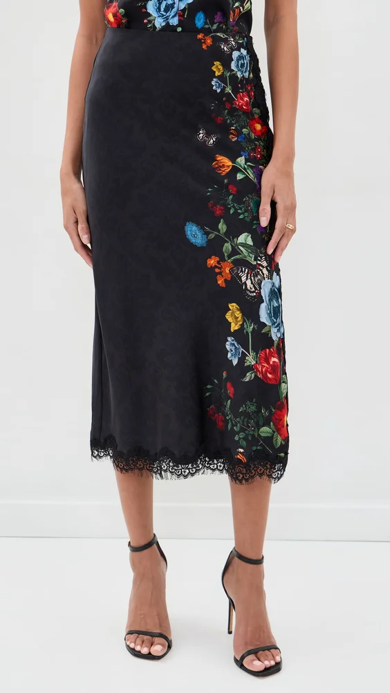 Maeve Midi Lace Trim Slip Skirt