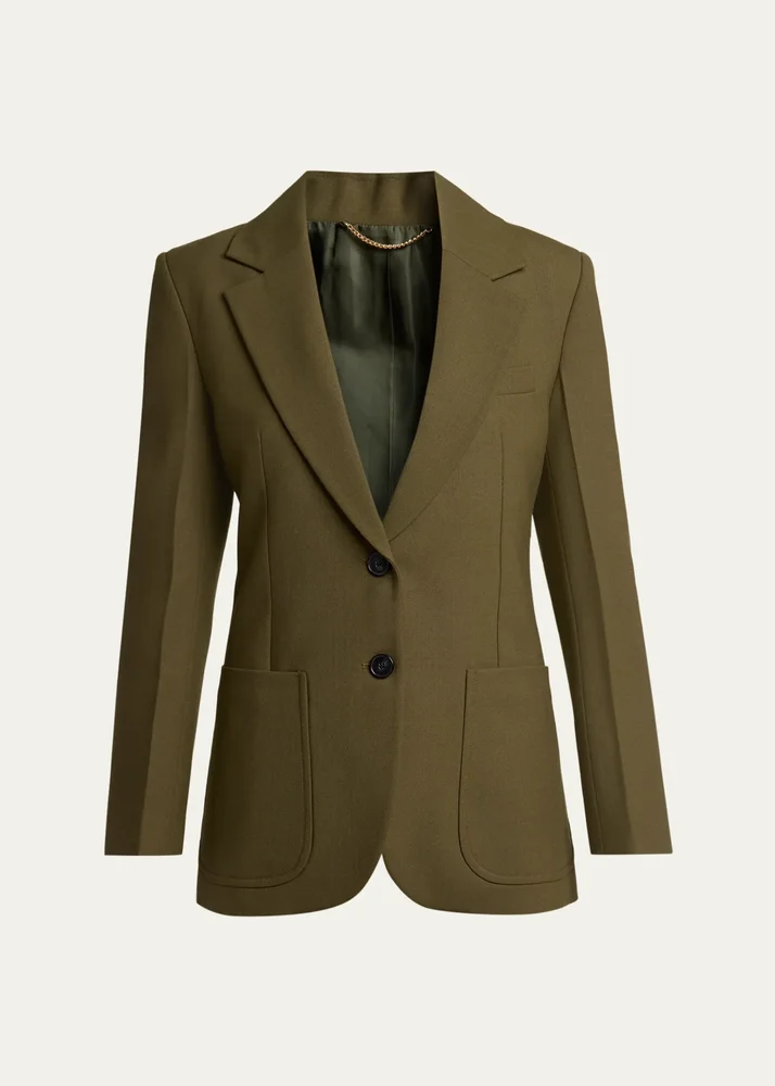 Katherine Patch Pocket Wool Single-Breasted Jacket
