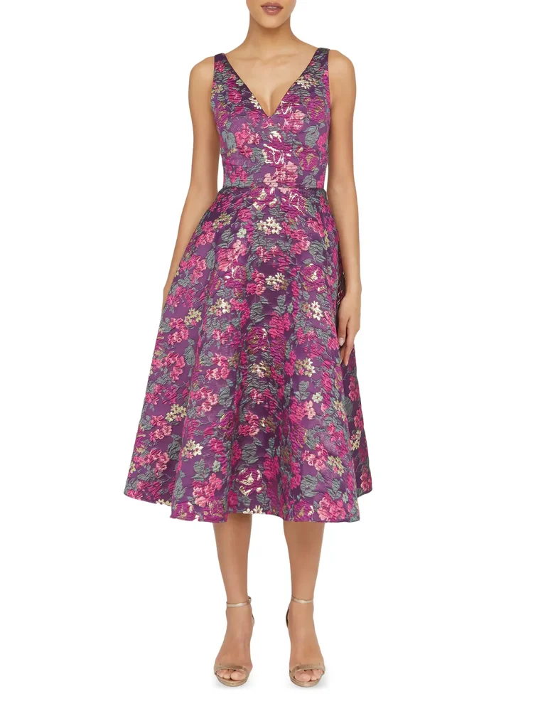 Pia Jacquard Tea-Length Dress