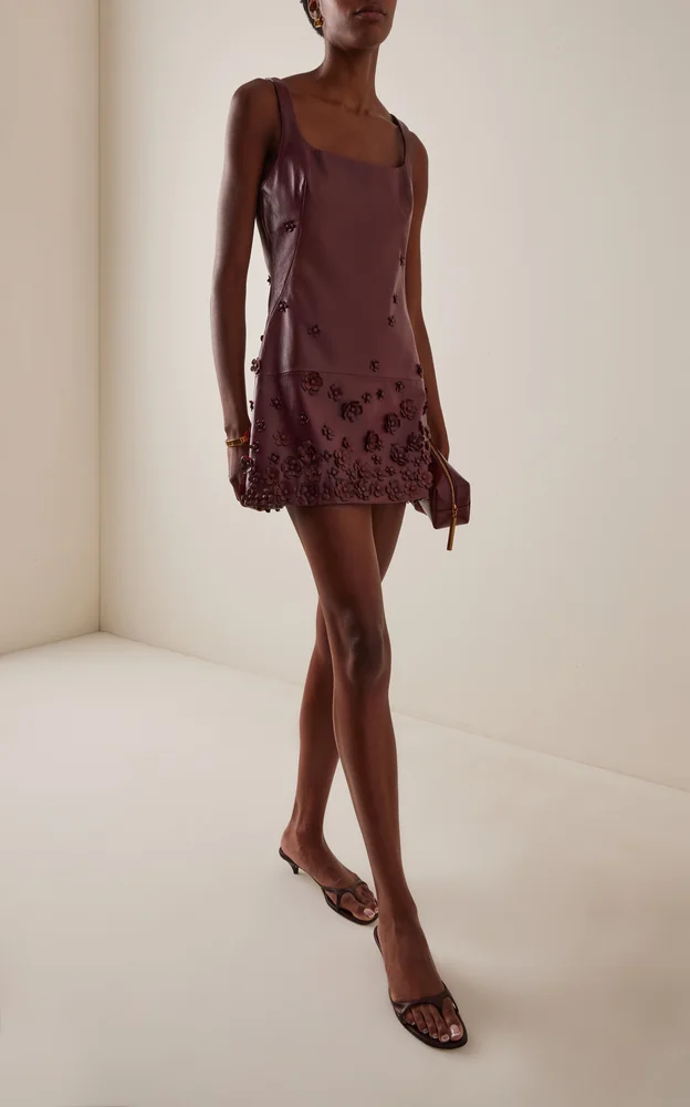 Talen Embellished Leather Mini Dress