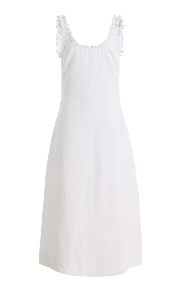 Florence Ruffled Linen Midi Dress