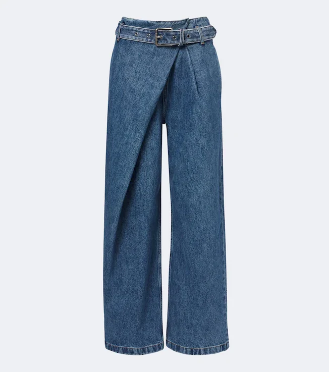 Draped wide-leg jeans