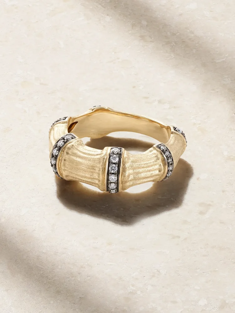 Sciura 14-karat gold rhodium-plated diamond ring