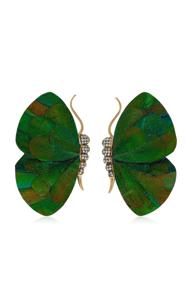 Beetle Wing Marquetry Butterfly Earrings