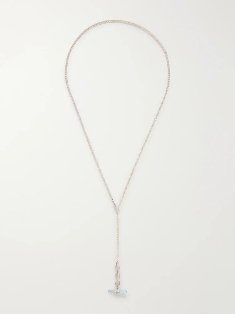 Lunette Barbell sterling silver and topaz necklace