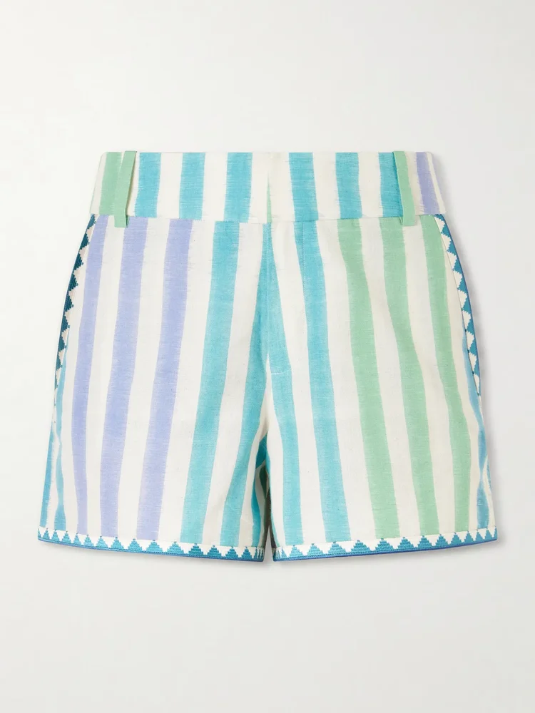 Ikat striped cotton shorts