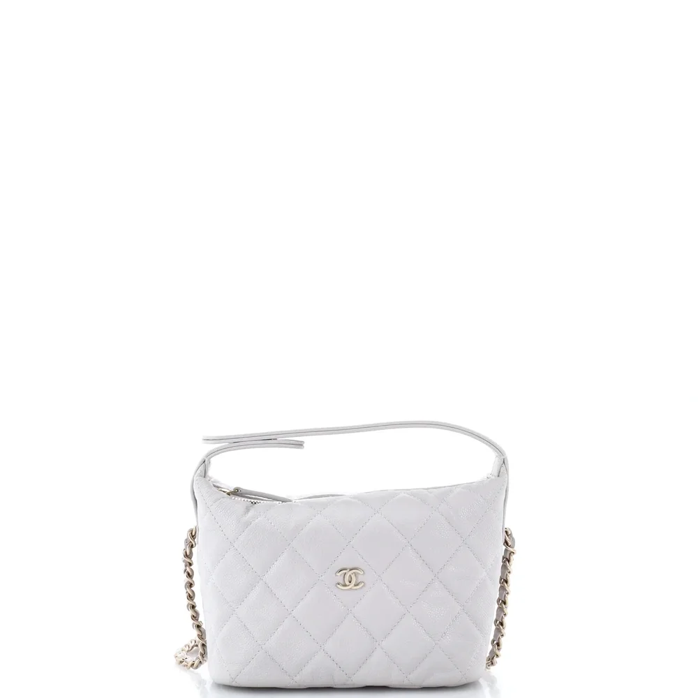 Chanel CC Hobo Clutch with Chain Quilted Caviar