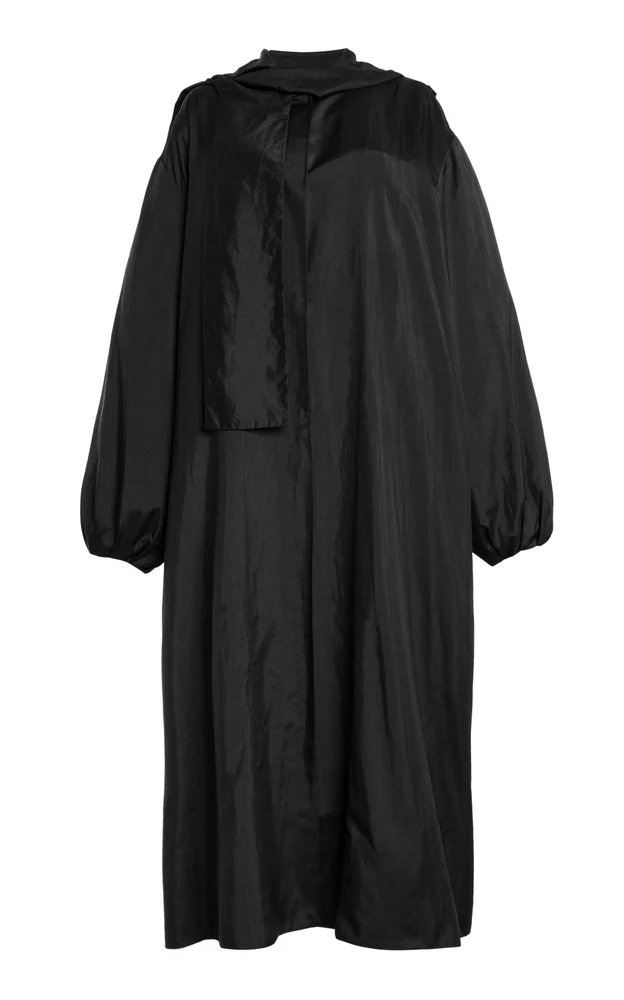 Hooded Scarf Silk Taffeta Coat