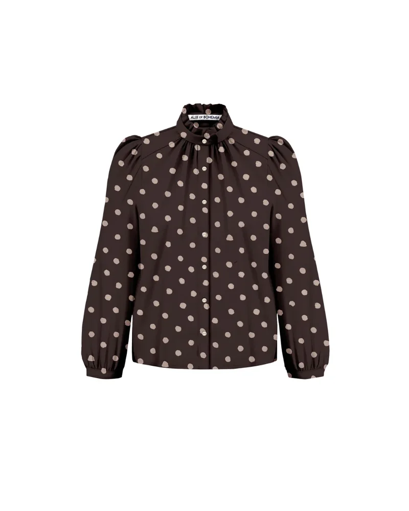 ANNABEL MAHOGANY DOT SHIRT