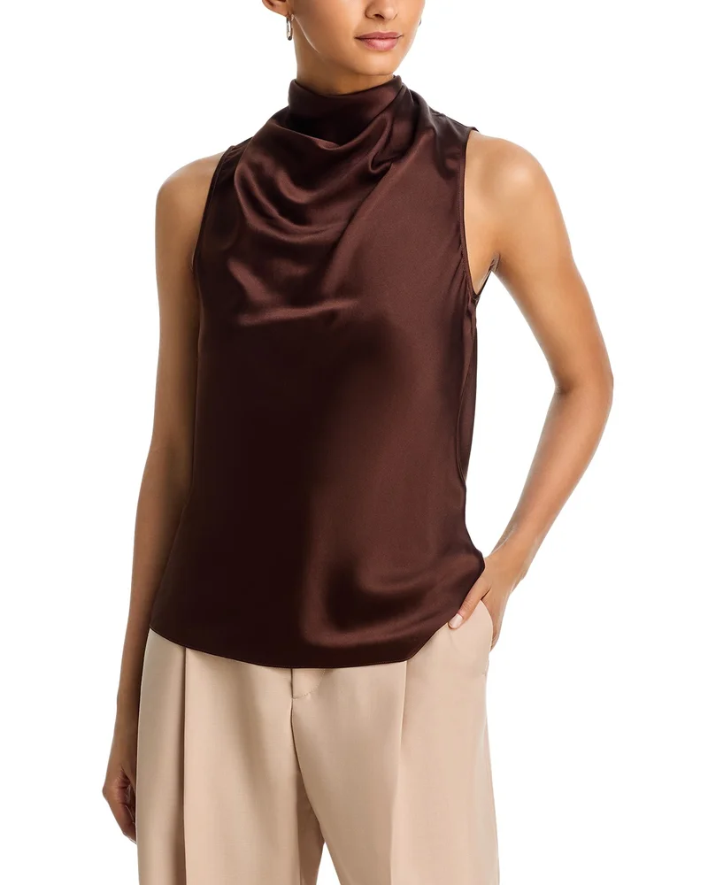 Tie Neck Sleeveless Silk Top