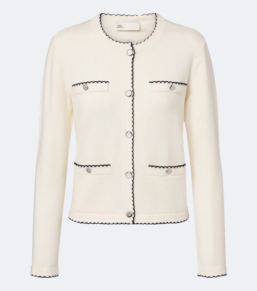 Kendra scalloped wool-blend cardigan