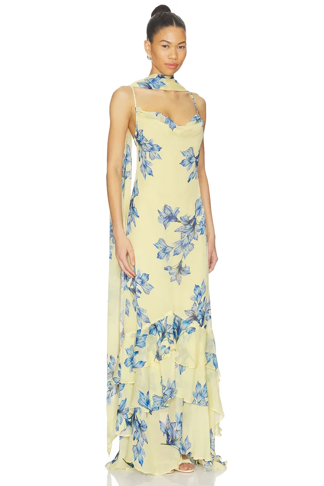 Cowl Maxi Dress With Sash