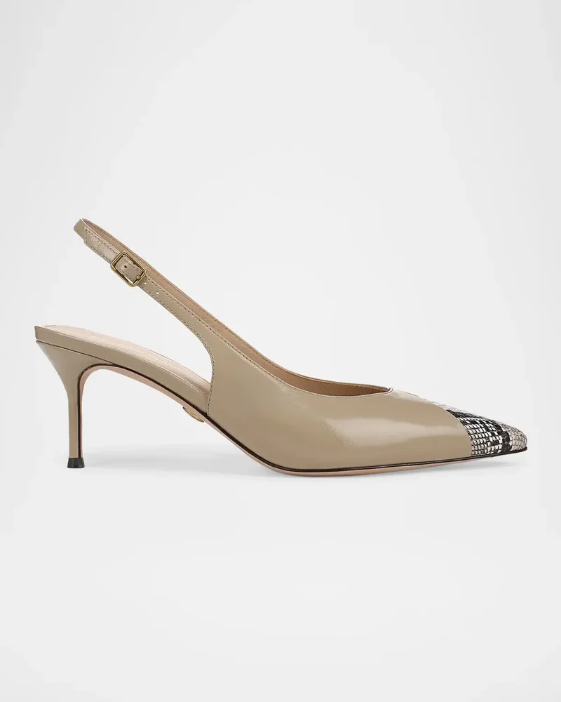 65mm Reina Mixed Leather Slingback Pumps