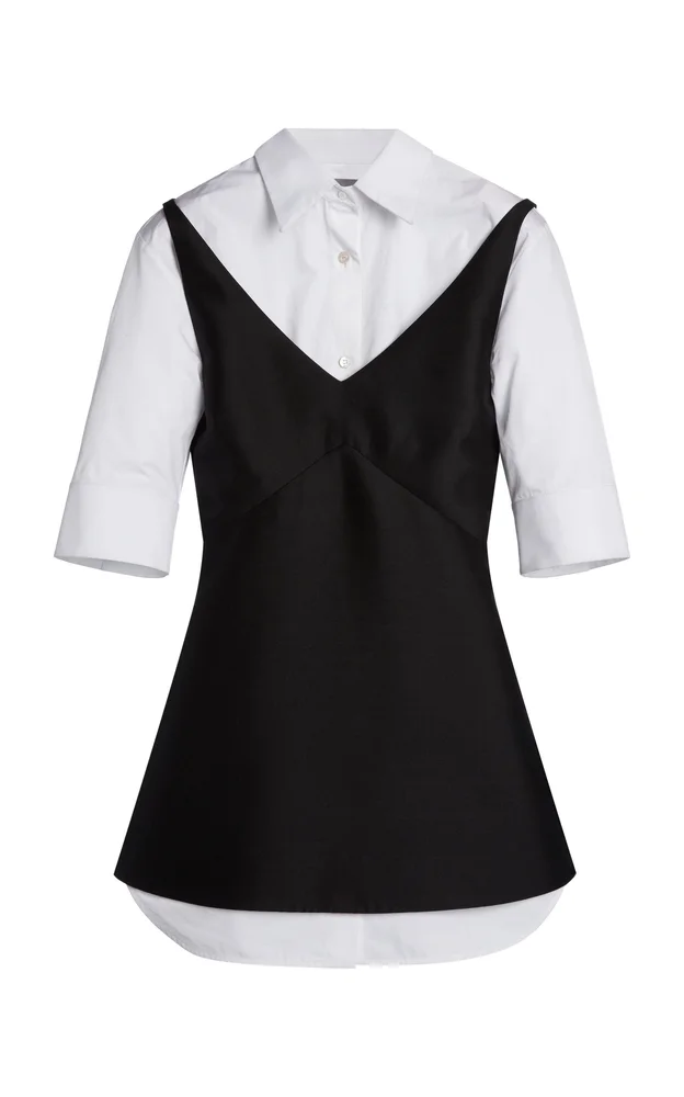 Layered Wool-Silk Shirt Dress