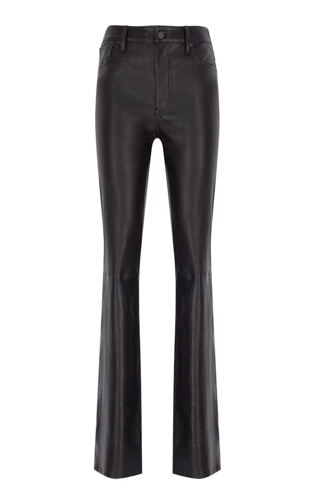 Straight-Cut Stretch Leather Pants
