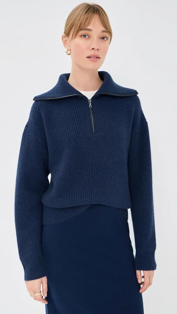 Runyon Ribbed Cashmere Half Zip