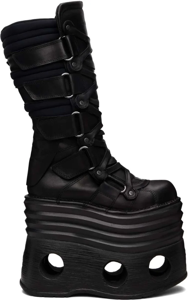 Black New Rock Edition Platform Tower Boots