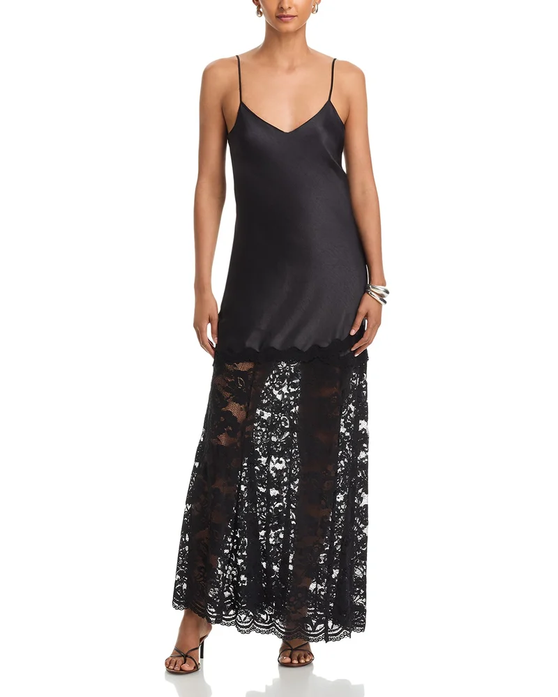 Peggy Lace Combo Satin Dress