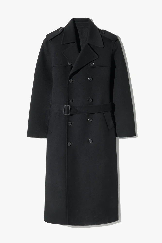 Berns Trench Wool Coat in Black