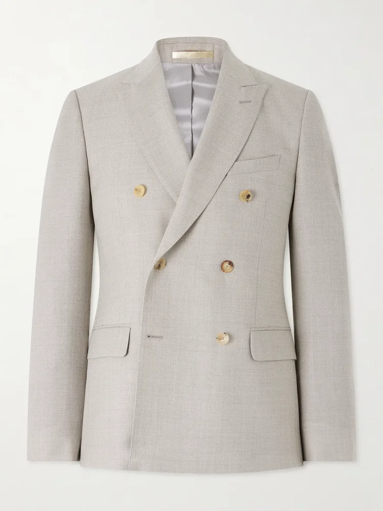 Double-Breasted Wool-Hopsack Suit Jacket