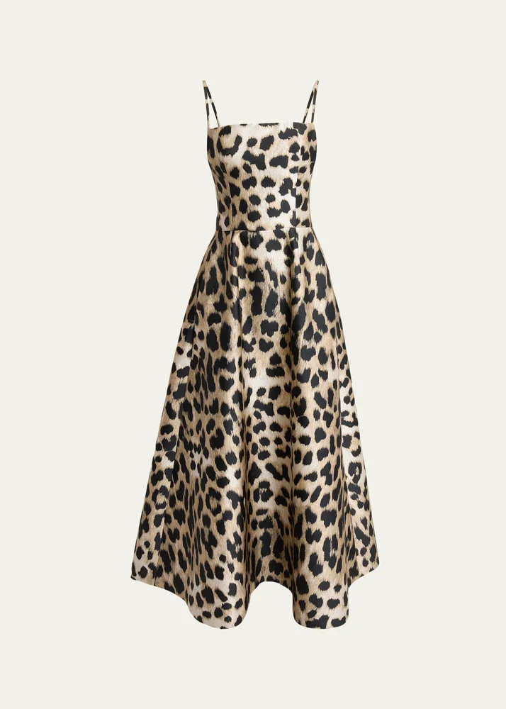 Sleeveless Animal-Print Gown