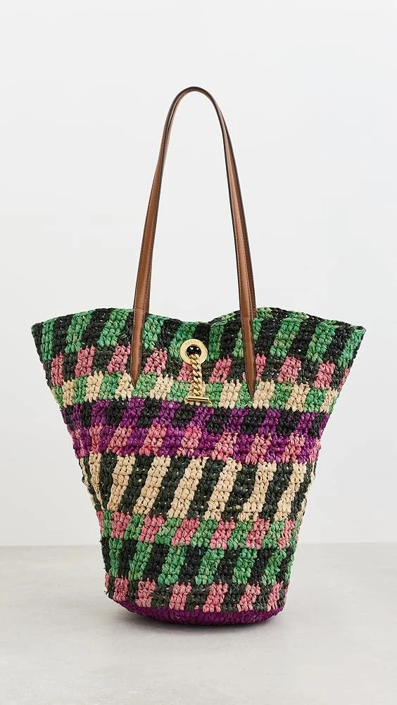 Striped Raffia Tote Bag