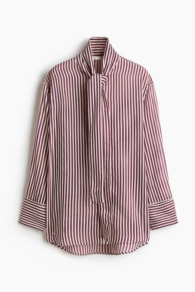 Oversized scarf-collar shirt