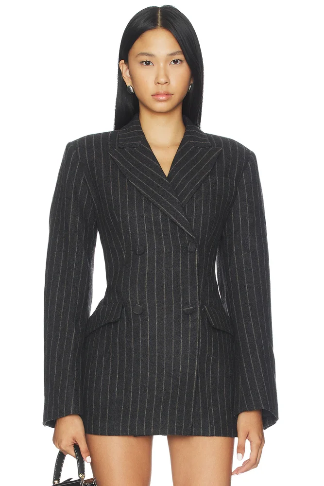 Jemima Blazer in Dark Grey Stripe