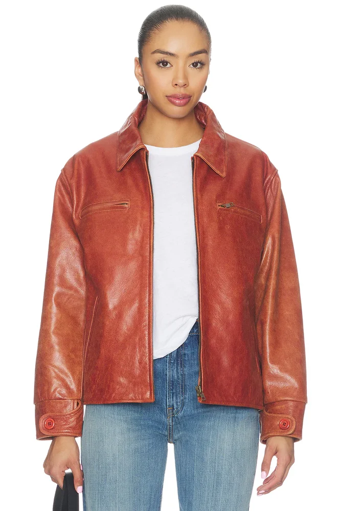 Marlboro Sun Faded Leather Racer Jacket